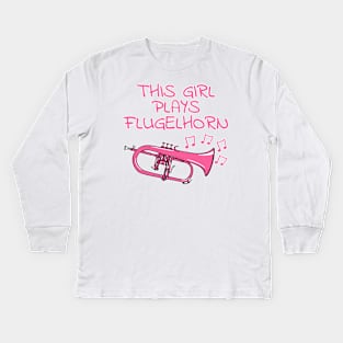 This Girl Plays Flugelhorn, Female Horn Player, Brass Musician Kids Long Sleeve T-Shirt